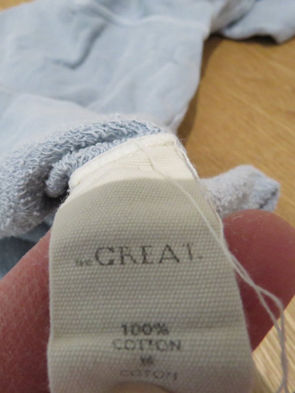 THE GREAT. The College Sweatshirt With Swan Graphic in Pale Blue Size 2 / Medium - Picture 14 of 15